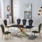 Homeroots 79" Black and Gold Marble and Metal Cross Leg Base Dining Table 602324 - alternate 3