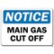 Signmission Safety Sign, 14 in Height, Plastic, Main Gas Cut Off NS-Main Gas Cut Off - alternate 1