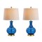Jonathan Y Lavelle 25" Glass LED Table Lamp, Cobalt Blue/Brass Gold, 2PK JYL1068C-SET2 - alternate 1