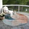 Homeroots 8' Rust Beige And Teal Blue Round Geometric Washable Indoor Outdoor Area Rug 604937 - alternate 7