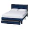 Baxton Studio Elora Modern Navy Blue Pleated Velvet Queen Size Storage Bed 255-13783-ZORO - alternate 4