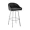 Armen Living Eleanor 30in Swivel Bar Stool in Brushed Stainless Steel with Black Faux Leather LCELBABSBLK30 - alternate 1