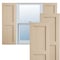Ekena Millwork Rustic Two Equal Panel Flat Panel Rough Sawn Faux Wood Shutters (Per Pair), Primed Tan, 18"W x 48"H SHUFP18X48RSPR - alternate 1