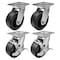 Hyw Products Heavy Duty Caster Set 5in Plastic Wheels, 2 Swivel & 2 Swivel with Brake, 4PK 40-50S-A1-HP-2,40-50S-A1-HP-TB-2 - alternate 1