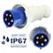 Walther-Werke Pin and Sleeve Plug, 60A, 3Ã¸Y 120/208 or 230, 3 Phase, 3 Pole, Blue, NEMA Not Rated 269509 - alternate 9