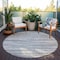 Homeroots 8' Gray And Ivory Round Abstract Washable Indoor Outdoor Area Rug 613099 - alternate 6