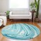 Homeroots 8' Turquoise Teal Blue And Gray Round Abstract Washable Indoor Outdoor Area Rug 601310 - alternate 6