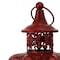 Homeroots 10" Red Distressed Filigree Metal Tabletop Lantern Candle Holder 639180 - alternate 3