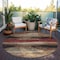 Homeroots 8' Brown Beige And Burgundy Round Abstract Washable Indoor Outdoor Area Rug 612529 - alternate 3