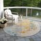 Homeroots 8' Linen Teal Blue And Copper Round Abstract Washable Indoor Outdoor Area Rug 605520 - alternate 7