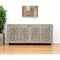 Homeroots 78in Gray Distressed Solid Wood Carved Floral Sideboard with Four Doors 569594 - alternate 7