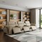 Homeroots 130" Beige Top Grain Leather Reclining Metal USB Sofa 720393 - alternate 6