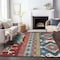Homeroots 3' X 5' Red Pink And Teal Blue Aztec Washable Indoor Outdoor Area Rug 598502 - alternate 6