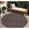 Homeroots 8' Chocolate And Black Round Geometric Washable Indoor Outdoor Area Rug 595543 - alternate 1