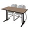 Regency Cain T-Base Training Seminar Table W/ 2 Zeng Stack Chairs, 48 in W, 24 in L, Noble Oak MTRCT4824NO44GY - alternate 1