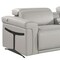 Homeroots 166" Light Gray Top Grain Leather Reclining Metal USB Sofa 720377 - alternate 7