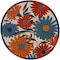 Homeroots 4' Ivory Blue And Orange Round Floral Indoor Outdoor Area Rug 545029 - alternate 6