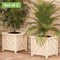 Pure Garden Lattice Design Outdoor Planter Box 14.75" Square 13" Tall White Decorative Plant Pots, 2PK 50-1162 - alternate 5