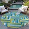 Homeroots 8' Teal Blue Green And Ivory Round Geometric Washable Indoor Outdoor Area Rug 598306 - alternate 5