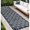 Homeroots 8' Ivory And Navy Blue Geometric Indoor Outdoor Runner Rug 572794 - alternate 7