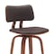 Armen Living Pico 30in Swivel Walnut Wood Bar Stool in Brown Faux Leather with Chrome LCPIBAWABR30 - alternate 8