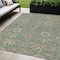 Homeroots 5' X 8' Artichoke Green Ivory And Coral Floral Washable Indoor Outdoor Area Rug 604762 - alternate 1