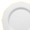 Smarty Had A Party 7.5" White with Gold Rim Round Blossom Disposable Plastic Appetizer/Salad Plates (120 Plates), 120PK 4847WHG-CASE - alternate 7
