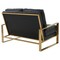 Leisuremod Jefferson Leather Loveseat with Gold Frame, Black JAG53BL-L - alternate 6