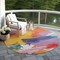 Homeroots 8' Gold Purple And Teal Blue Round Abstract Washable Indoor Outdoor Area Rug 611218 - alternate 7