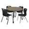 Regency Round Kee Mobile Adjustable Classroom Table W/ 4 Andy Chairs, 48 in W, 48 in L, Noble Oak TB48RNDNOAPCBK40BK - alternate 1