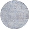 Homeroots 8' Sky Blue Charcoal And Ivory Round Abstract Washable Indoor Outdoor Area Rug 604555 - alternate 7