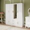 Homeroots 75" White Ribbed Texture Wood Mirrored Six Door Two Drawer Combo Dresser 617962 - alternate 5