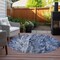 Homeroots 8' Denim Blue And Navy Blue Round Abstract Washable Indoor Outdoor Area Rug 577928 - alternate 3