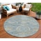 Homeroots 8' Blue And Gold Round Medallion Washable Indoor Outdoor Area Rug 616564 - alternate 1
