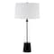 Homeroots 29" Black and Clear Metal and Glass Table Lamp With White Drum Shade 524269 - alternate 1