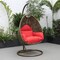 Leisuremod Beige Wicker Hanging Egg Swing Chair with Red Cushions ESCBG-40R - alternate 9