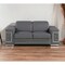 Homeroots 71" Gray And Silver Genuine Leather Loveseat 546442 - alternate 5