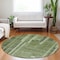 Homeroots 8' Green And Gray Round Striped Washable Indoor Outdoor Area Rug 602775 - alternate 8