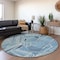Homeroots 8' Blue And Teal Blue Round Geometric Washable Indoor Outdoor Area Rug 594769 - alternate 5