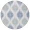 Homeroots 8' Sky Blue Ivory And Denim Blue Round Ikat Washable Indoor Outdoor Area Rug 589124 - alternate 7