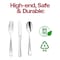 Smarty Had A Party Shiny Metallic Silver Plastic Cutlery Combo Set - Spoons, Forks and Knives (120 Guests), 360PK 7953BLK-CASE - alternate 7