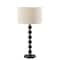 Homeroots 28" Black Solid Wood Candlestick Table Lamp With Off White Drum Shade 524631 - alternate 1
