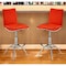 Homeroots Set of Two Red and Silver Faux Leather and Metal Low Back Adjustable Height Bar Chairs, 2PK 555029 - alternate 5