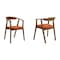 Armen Living Santana Wood Dining Chair in Walnut Finish with Orange Fabric - Set of 2 LCSACHWAOR - alternate 1