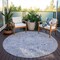 Homeroots 8' Blue And Gray Round Damask Washable Indoor Outdoor Area Rug 604188 - alternate 8