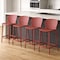 Homeroots Set of Four 26" Orange Heavy Duty Plastic Low Back Counter Height Bar Chairs, 4PK 555089 - alternate 5