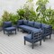Leisuremod Chelsea 6-Piece Patio Sectional Black Aluminum With  Light Blue Cushions CSBL-6LBU - alternate 1