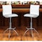 Homeroots Set of Two White and Silver Faux Leather and Metal Low Back Adjustable Height Bar Chairs, 2PK 555030 - alternate 3