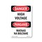 Signmission Safety Sign, OSHA Danger, 7" Height, High Voltage Bilingual, D-57-VT-1327 OS-DS-D-57-VT-1327 - alternate 1