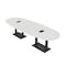 Skutchi Designs Boval Conference Table With Power Unit, 48 in W, 120 in L, White HAR-BOVL-48X120-DOU.BK-WA7976-EBLK - alternate 1